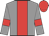 Grey body, red stripe, grey arms, red armlets, red cap