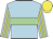 Light blue, light green hoop, light blue and yellow striped sleeves, yellow cap