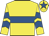Yellow, royal blue hoop, chevrons on sleeves, yellow cap, royal blue star
