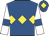 Royal blue, yellow triple diamond, white sleeves, royal blue armlets, royal blue cap, yellow diamond