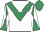 White, emerald green chevron, diabolo on sleeves, emerald green cap