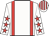 White, red braces, white sleeves, red stars, striped cap