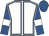 White, royal blue seams, royal blue sleeves, white armlets, royal blue cap