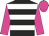 Black and white hoops, dayglo pink sleeves and cap