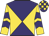 Purple and gold diabolo, gold sleeves, purple chevrons, checked cap, purple peak