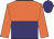 Orange and purple halved horizontally, orange sleeves, purple cap