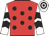 Red, black spots, white and black chevrons on sleeves, hooped cap