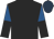 Black, royal blue and black halved sleeves, dark blue cap