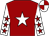 Burgundy, white star, white sleeves, burgundy stars, quartered cap