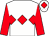 White, red band of diamonds and sleeves, white cap, red diamond