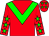 Red, green chevron, red sleeves, green stars, red cap, green stars
