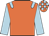 Orange, light blue epaulettes and sleeves, checked cap