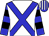 White, blue crossed sashes, blue sleeves, black hooped, blue and white striped cap