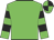 Green, green and black hooped sleeves, quartered cap