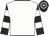 White, black and white hooped sleeves and cap