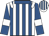 White, royal blue stripes, collar and sleeves, white armlet, white epaulettes