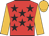 Red, black stars, old gold sleeves and cap