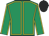 Emerald green, yellow seams, black cap