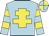 light blue, yellow cross of lorraine, light blue sleeves, yellow hoops, quartered cap