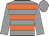 Grey body, orange hooped, grey arms, grey cap