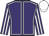 Purple, white seams, striped sleeves, white cap