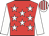 Red, white stars, white sleeves, striped cap