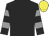 Black, black and grey hooped sleeves, yellow cap