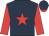 Dark blue, red star and sleeves, dark blue cap, red peak
