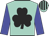 Aquamarine, black shamrock, blue sleeves, aquamarine and black striped cap