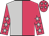 Silver and cerise halved vertically, cerise sleeves, silver stars, cerise cap, silver stars