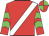 Red, white sash, red sleeves, green chevrons, quartered cap