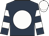 Dark blue, white disc, hooped sleeves, white cap
