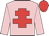 Pink, red cross of lorraine, red cap
