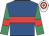 Royal blue, red hoop, emerald green sleeves, red armlet, white & red hooped cap