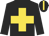 Black, gold cross and stripe on cap