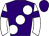 Purple, large white spots, white sleeves, purple armlets