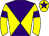 Purple and yellow diabolo, yellow sleeves, purple armlets and star on yellow cap