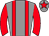 Grey, red braces, sleeves and star on cap
