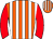 Orange and white stripes, red sleeves