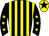 Black and yellow stripes, black sleeves, yellow stars, yellow cap, black star