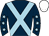 Dark blue, light blue cross belts, dark blue sleeves, light blue stars, white cap