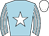 Light blue, white star, striped sleeves, white cap