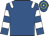 Royal blue, white epaulettes, hooped sleeves, royal blue & light green hooped cap