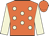 Orange, beige spots, beige sleeves, orange cap