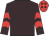 Brown, red chevrons on sleeves, red cap, brown diamonds