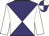 White & purple diabolo, white sleeves, quartered cap