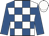 White & royal blue check, royal blue sleeves, white cap