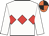 White, red triple diamond, white sleeves, black & orange quartered cap