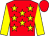 Red body, yellow stars, yellow arms, red cap