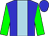 Big-blue body, blue-light stripe, green-light arms, blue-light cap